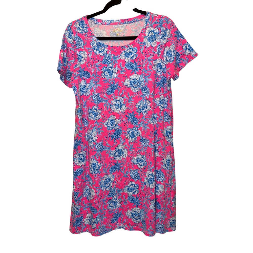 Lilly Pulitzer Cody Swing T-Shirt Dress Size Large Roxie Pink Wave n Sea